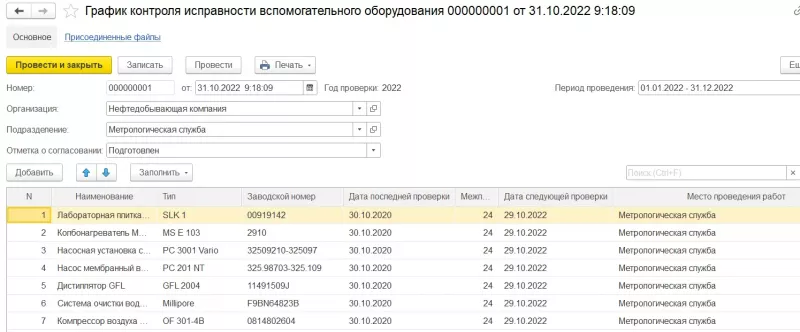 Контроль исправности вспомогательного оборудования